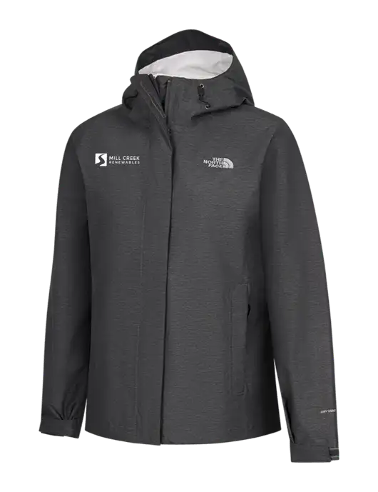 The North Face Womens Dark Grey Heather DryVent Rain Jacket w/Mill Creek Renewables Logo