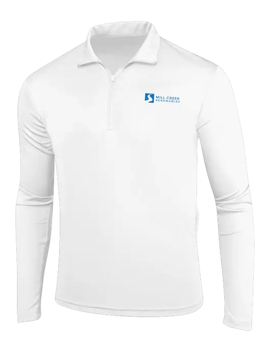 White PosiCharge Competitor 1/4 Zip Pullover w/Mill Creek Renewables Logo