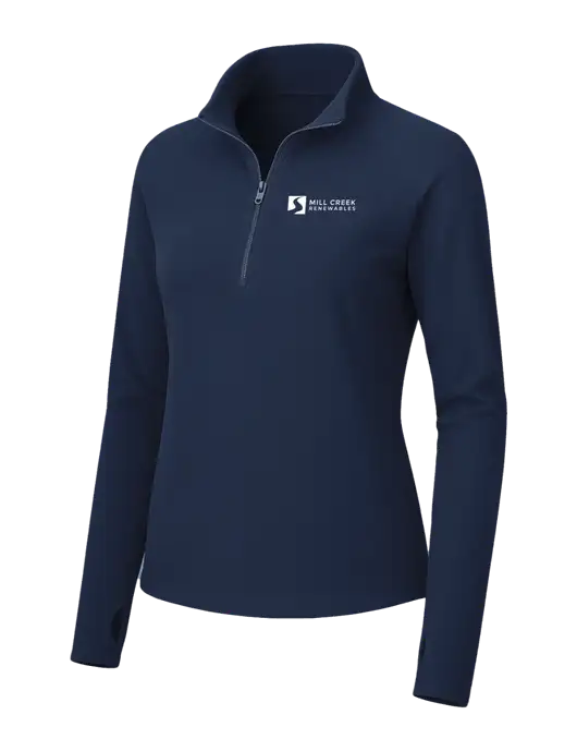 Womens Navy Microfleece 1/2 Zip Pullover w/Mill Creek Renewables Logo