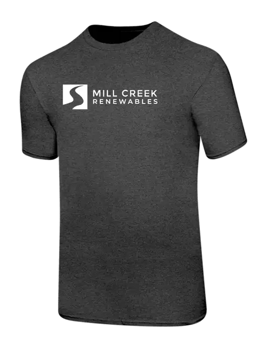 Ring Spun Dark Heather Grey 4.5 oz T-Shirt w/Mill Creek Renewables Logo