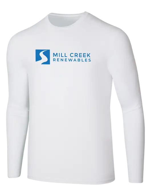Seriously Soft White Long Sleeve T-Shirt w/Mill Creek Renewables Logo