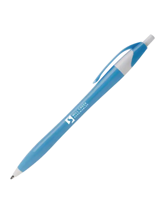 Novella Light Blue/White Breeze Pen - Blue Ink w/Mill Creek Renewables Logo