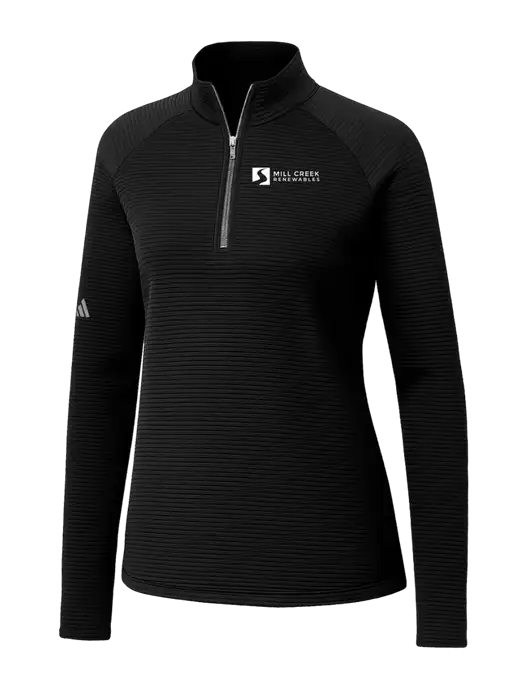 Adidas Womens Black Spacer Quarter-Zip Pullover  w/Mill Creek Renewables Logo