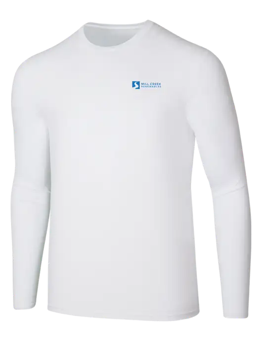Seriously Soft White Long Sleeve T-Shirt w/Mill Creek Renewables Logo