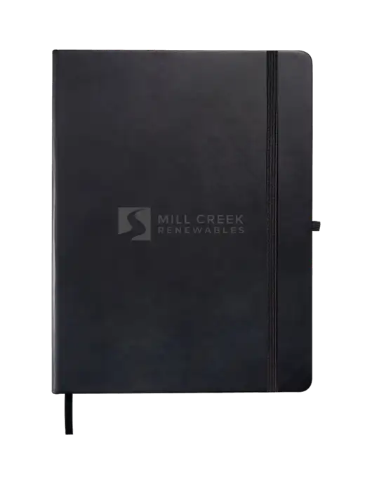 Leeman Black Tuscany Large Journal 7.5 x 9.875 w/Mill Creek Renewables Logo