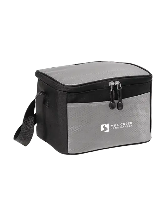 6 Can Grey/Black Cube Cooler w/Mill Creek Renewables Logo