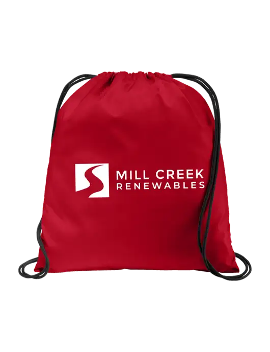 Drawstring True Red Cinch Pack w/Mill Creek Renewables Logo