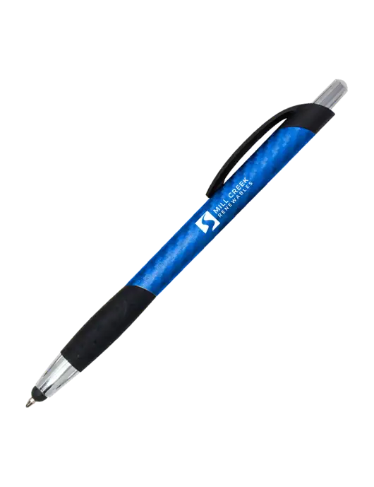 Sunray Blue Stylus Pen - Black Ink w/Mill Creek Renewables Logo