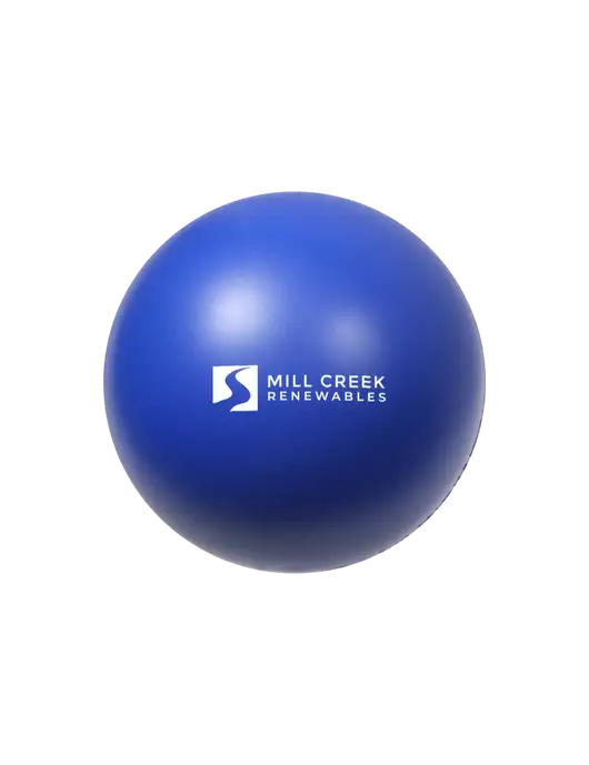 Dark Royal Blue Stress Reliever Ball w/Mill Creek Renewables Logo