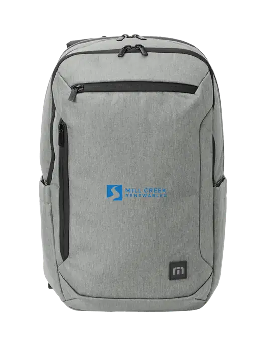 TravisMathew Light Grey Heather Duration Backpack w/Mill Creek Renewables Logo