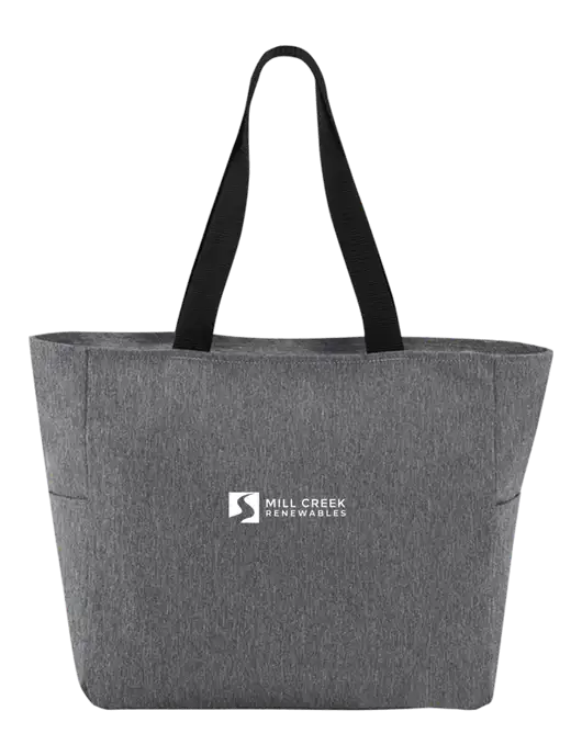 Everyday Heather Grey Zip Tote  w/Mill Creek Renewables Logo