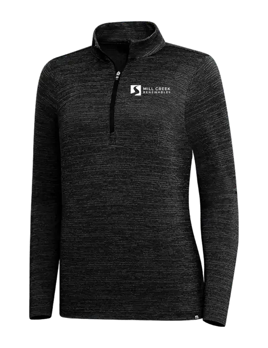 TravisMathew Black Womens Crestview 1/4 Zip w/Mill Creek Renewables Logo