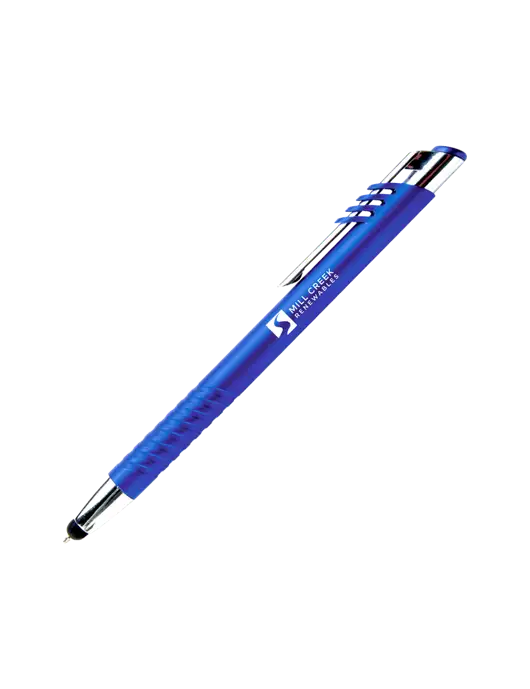 Schirhart Blue Stylus Pen - Blue Ink w/Mill Creek Renewables Logo