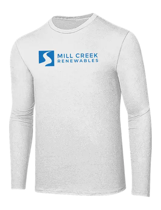 Ring Spun White 4.5 oz Long Sleeve T-Shirt w/Mill Creek Renewables Logo