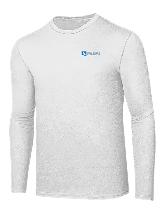 Ring Spun White 4.5 oz Long Sleeve T-Shirt w/Mill Creek Renewables Logo