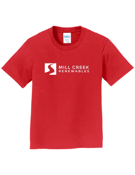 Youth Ring Spun Bright Red 4.5 oz T-Shirt w/Mill Creek Renewables Logo