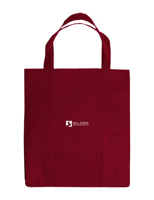 Eco Reusable Jumbo Maroon Shopping Bag w/Mill Creek Renewables Logo