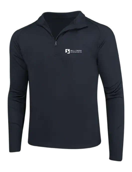 Black Sport Wick Stretch 1/4 Zip Pullover w/Mill Creek Renewables Logo