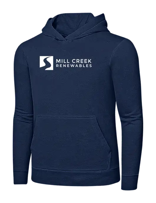 Navy 7.8 oz Ring Spun Hooded Sweatshirt w/Mill Creek Renewables Logo