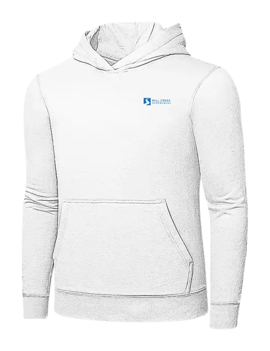 White 7.8 oz Ring Spun Hooded Sweatshirt w/Mill Creek Renewables Logo