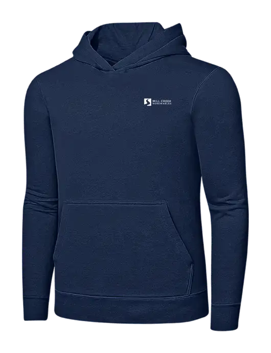Navy 7.8 oz Ring Spun Hooded Sweatshirt w/Mill Creek Renewables Logo
