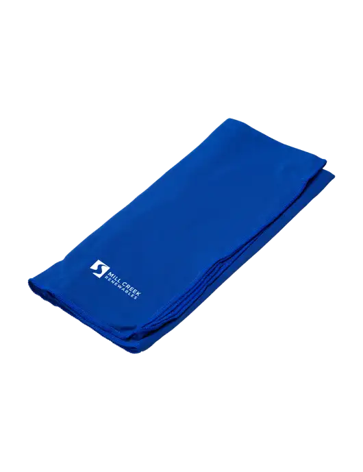 Eclipse Blue Copper Infused Cooling Towel w/Mill Creek Renewables Logo
