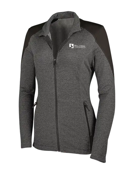 Medium Grey Heather Womens Grid Fleece Jacket w/Mill Creek Renewables Logo