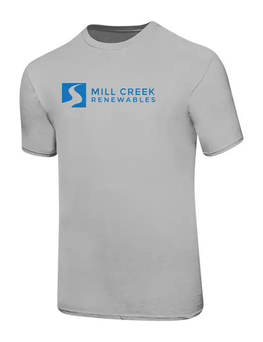 Ring Spun Silver 4.5 oz T-Shirt w/Mill Creek Renewables Logo