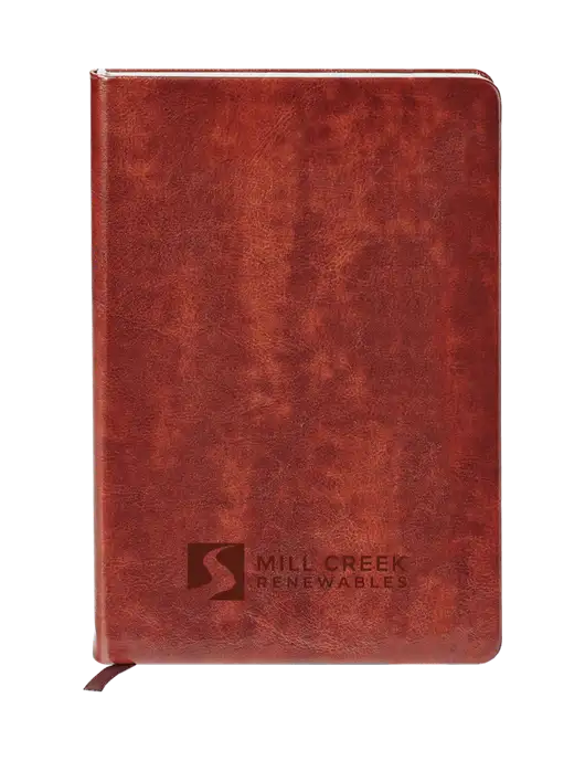 Fabrizio Brown Hard Cover 5.75 x 8.3 Journal w/Mill Creek Renewables Logo