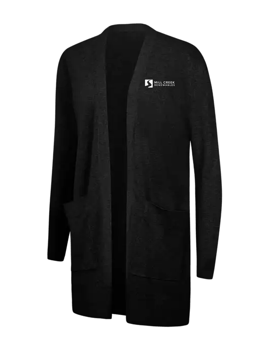 Mercer+Mettle Womens Black Open Front Cardigan Sweater w/Mill Creek Renewables Logo