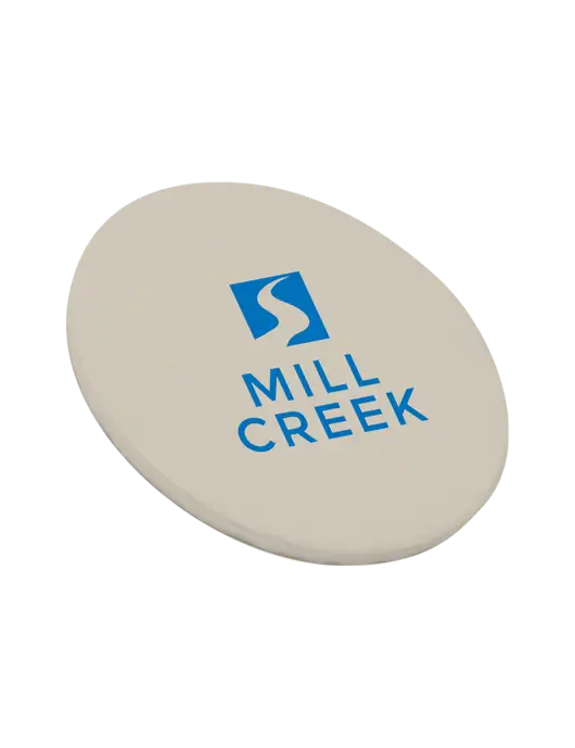 Round Sandstone Coaster w/Mill Creek Renewables Logo