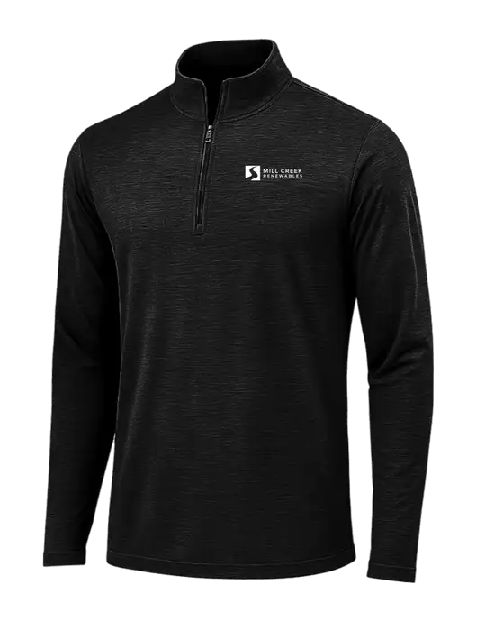 Black Triad Solid Posicharge Tri-Blend Wicking 1/4 Zip Pullover w/Mill Creek Renewables Logo