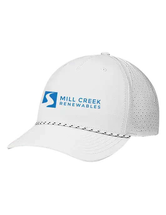 Richardson Laser Perf Performance White/White-Black Rope Cap w/Mill Creek Renewables Logo