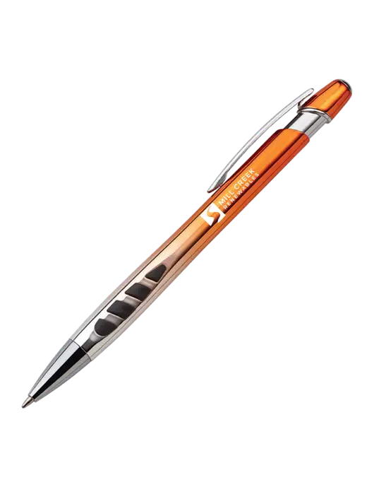 Zenith Burnt Orange Ballpoint Pen - Blue ink w/Mill Creek Renewables Logo