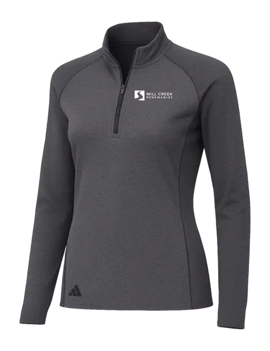 Adidas Womens Black Melange Space Dyed Quarter-Zip Pullover  w/Mill Creek Renewables Logo