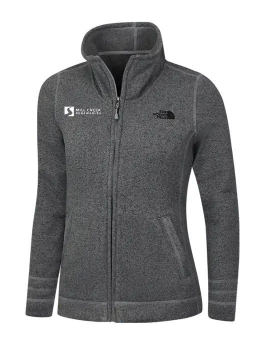 North Face Womens Medium Grey Heather Sweater Fleece Jacket w/Mill Creek Renewables Logo