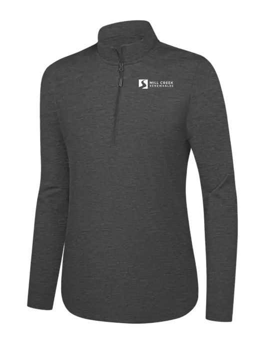  Womens Dark Grey Heather C-FREE Double Knit 1/4-Zip w/Mill Creek Renewables Logo