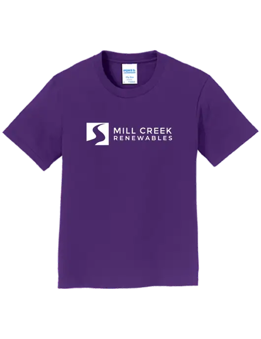 Youth Ring Spun Purple 4.5 oz T-Shirt w/Mill Creek Renewables Logo