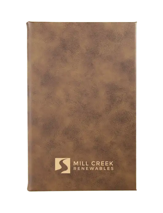 Rustic Leatherette 5.25 x 8.25 Journal w/Mill Creek Renewables Logo