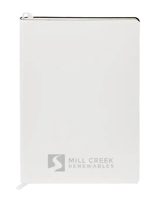 Fabrizio White Soft Cover 5.75 x 8.125 Journal w/Mill Creek Renewables Logo