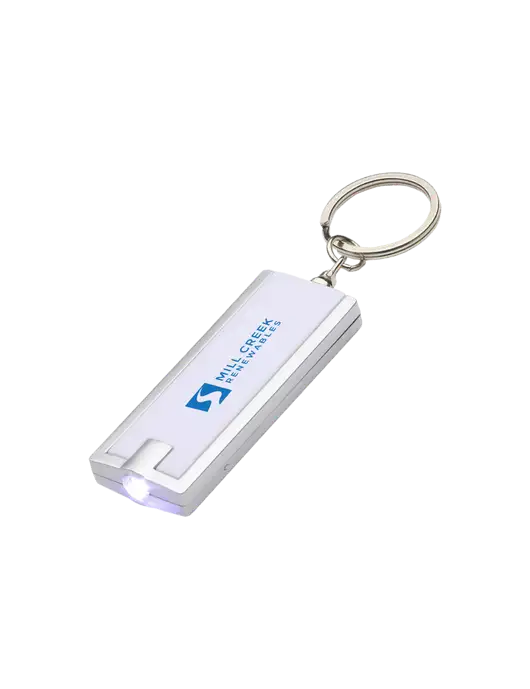 Simple Touch White LED Keychain w/Mill Creek Renewables Logo