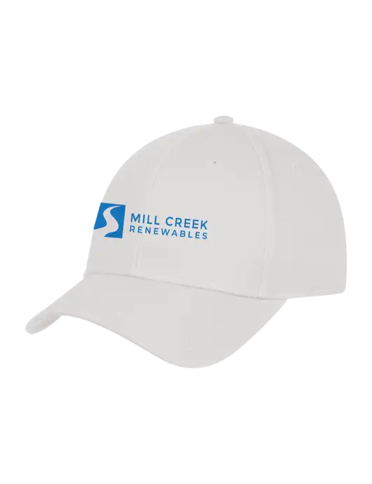 White Structured Cap Hook & Loop w/Mill Creek Renewables Logo