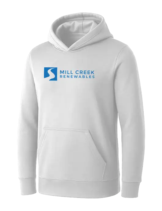 Womens White Core Fleece Pullover Hooded Sweatshirt w/Mill Creek Renewables Logo