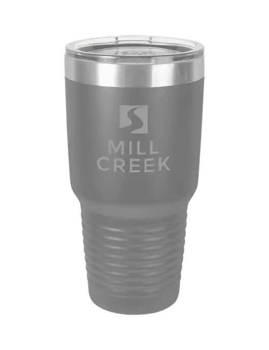 Polar Camel 30 oz Powder Coated Grey Vacuum Insulated Tumbler w/Mill Creek Renewables Logo