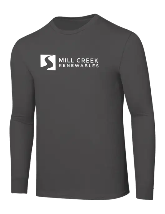 Seriously Soft Dark Grey Long Sleeve T-Shirt w/Mill Creek Renewables Logo