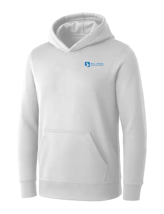 Womens White Core Fleece Pullover Hooded Sweatshirt w/Mill Creek Renewables Logo
