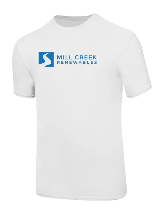 Ring Spun White 4.5 oz T-Shirt w/Mill Creek Renewables Logo