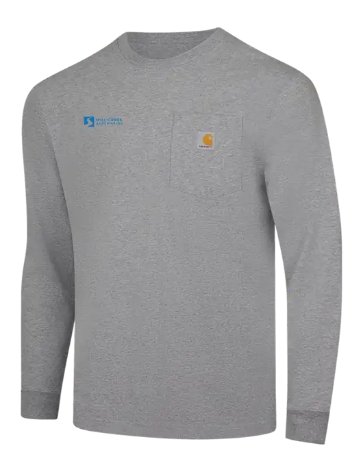 Carhartt Light Grey Heather Workwear Pocket Long Sleeve T-Shirt w/Mill Creek Renewables Logo