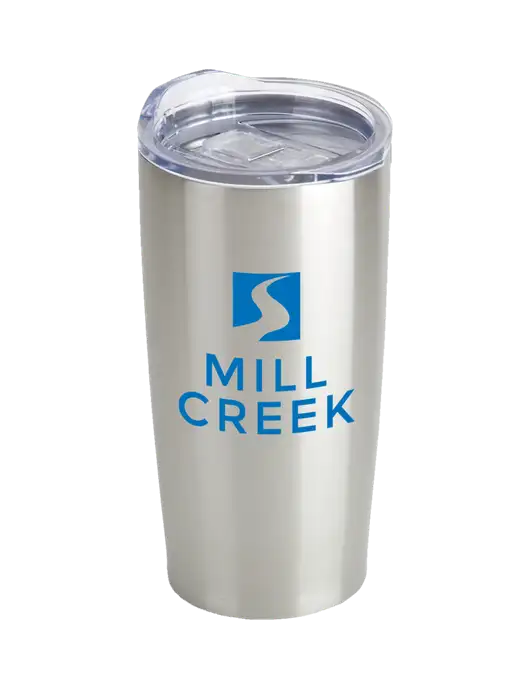 Society Silver 20 oz Insulated Tumbler w/Mill Creek Renewables Logo