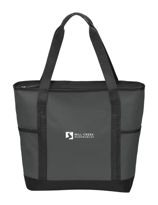 On the Go Charcoal/Black Tote  w/Mill Creek Renewables Logo